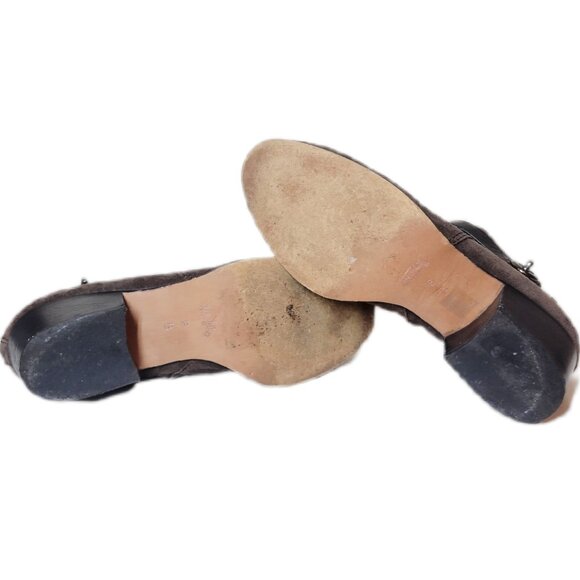 Coach Patricia Fatigue Chestnut Suede Ankle Bootie 6 Boots Turn Lock - Picture 4 of 13